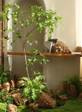 仿真黄色玻璃钢石头不规则千层石造景橱窗户外园林越野景观假石