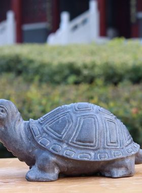 青石乌龟摆件天然原石一体雕刻石头庭院鱼池景观家装饰品石龟石雕