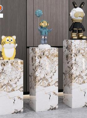 大理石饰品展示底座增高台展厅酒店会所工艺品装饰板岩柱石墩