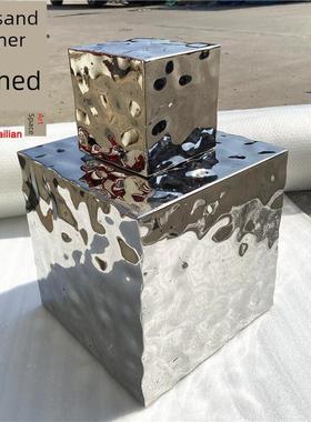 高端轻奢不锈钢几何水波纹落地式装饰饰品酒店金属抽象广场艺术雕