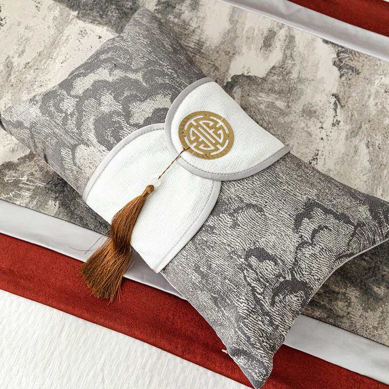 中式样板间床旗抱枕组合结婚红色靠枕床品套件沙发靠垫酒店床尾巾,淘宝优惠券,粉丝福利购,淘宝优惠卷