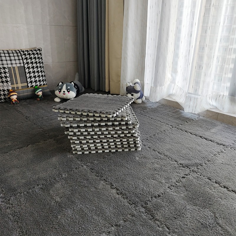 客厅卧室满铺地毯绒面拼接地垫加厚隔音垫家用拼图毛绒地毯垫 - 图1