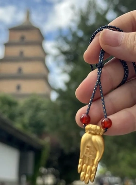 古法佛掌项链转运招财编织蓝绳项链百搭潮男配饰国风毛衣链配饰