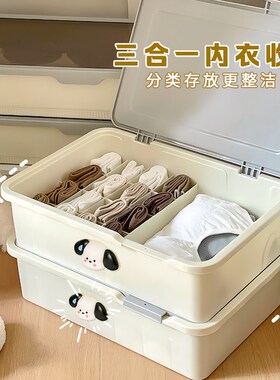 内衣内裤收纳盒袜子分格神器宿舍家用衣柜贴身衣物三合一整理箱子