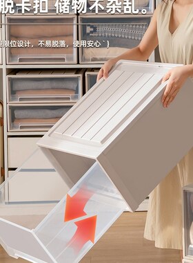 透明衣柜收纳盒抽屉式收纳箱加厚日式衣服内衣整理箱柜子塑料柜子