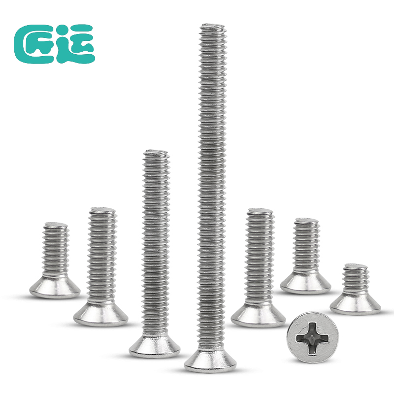 十字沉头机螺钉304不锈钢平头机牙螺丝钉GB819加长螺栓KM2.5M3*90 - 图1