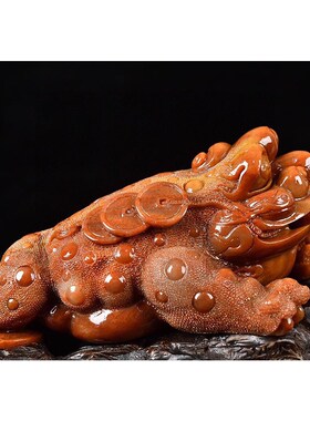 威弗列德寿山石雕刻摆件金蟾玉石奇石手工雕刻书房客厅玄关摆件