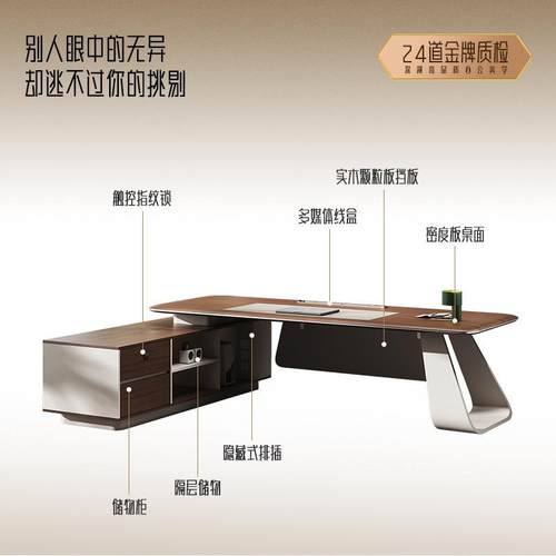 轻奢老板桌现代总裁桌领导办公桌椅组合简约办公室家具经理大班台 - 图2