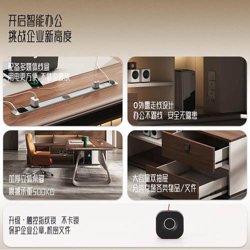 轻奢老板桌现代总裁桌领导办公桌椅组合简约办公室家具经理大班台 - 图0