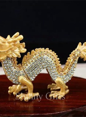 手工珐琅工艺满钻中国龙摆件时尚招财摆件金属工艺礼品送朋友