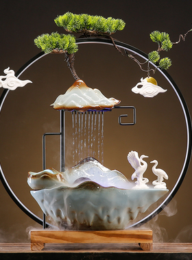 陶瓷流水喷泉摆件循环水招财客厅办公室桌面装饰乔迁新居开业礼物