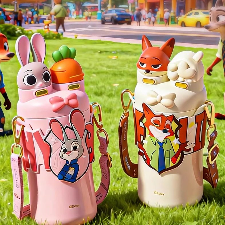 疯狂动物城保温杯女高颜值2026新款尼克朱迪联名水杯吸管便携杯子,淘宝优惠券,粉丝福利购,淘宝优惠卷