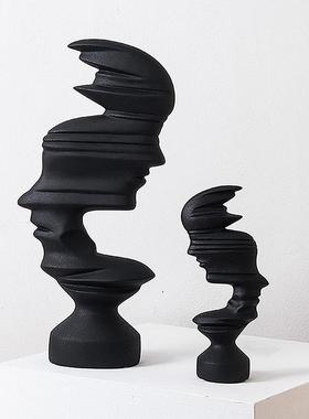 现代简约创意抽象人像艺术感人脸树脂雕塑书柜电视柜大号装饰摆件