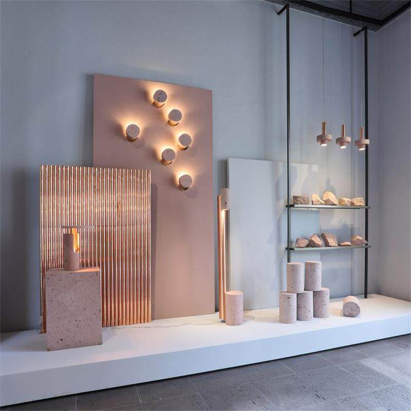 服装店展厅黄洞石底座雕塑台陈列桌圆柱体空心落地台装饰展示台柱 - 图1