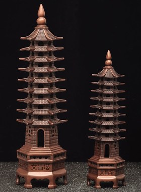 紫铜九层文昌塔摆件9层文昌宝塔学生开学家居客厅书房桌面装饰品