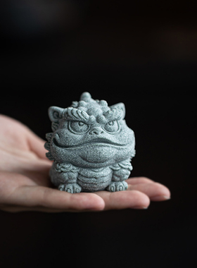 新中式青砂石招财貔貅金蟾麒麟国潮风摆件茶宠假山鱼缸造景装饰品