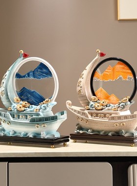 招财葫芦摆件新中式玄关客厅装饰品桌面流沙画沙漏乔迁新居礼物