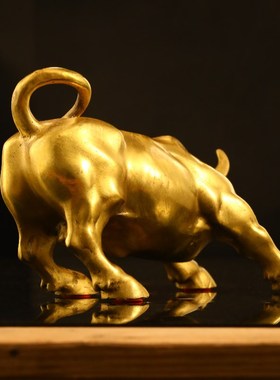 铜牛摆件纯d铜生肖牛气冲天创意华尔街旺市牛转乾坤客厅办公室摆