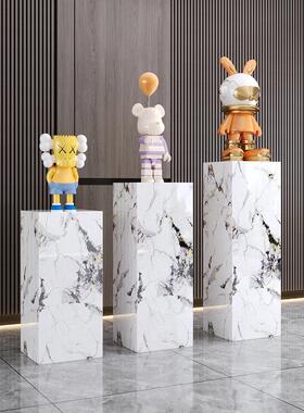 工艺品摆件台花架客展厅玄关酒店会所岩板装饰立柱大理石雕塑底座