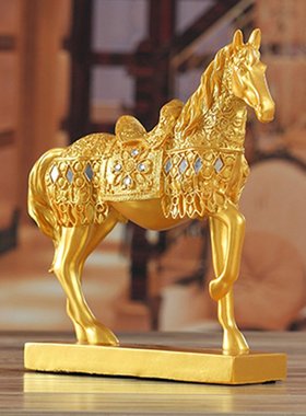 马摆件树脂制品金色银色马到成功工艺品客厅办公室饰品商务风摆件