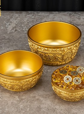 纯铜聚宝盆摆件全铜黄铜聚财招财进D宝麒麟碗存钱罐铜钵碗家用客