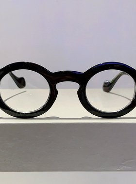 新款复古圆框玳瑁色米钉潮流防蓝光镜跨境热销个性宽腿百搭平光镜