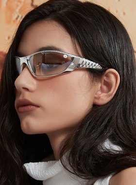 迅格Y2K银色墨镜彩色镂空未来科技感辣妹网红太阳镜女墨镜潮男