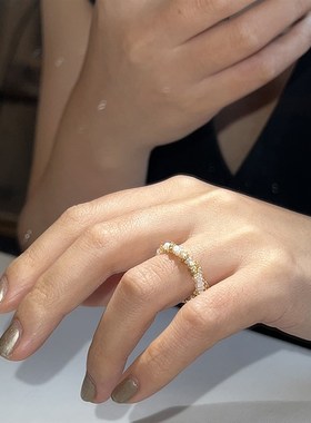 DouxAir天然异形珍珠s戒指叠戴14k包金手工串珠保色高级感小众尾