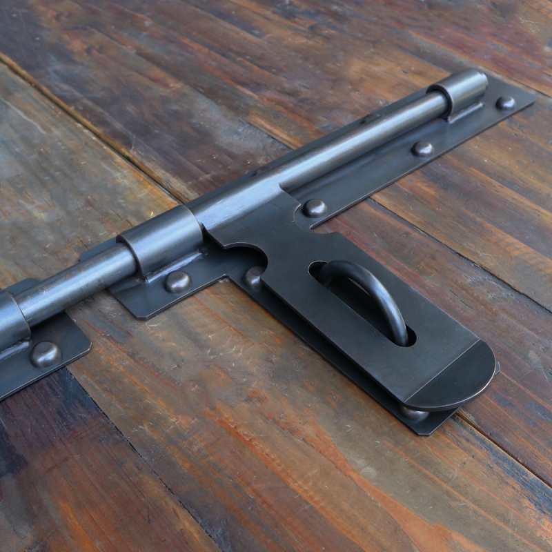 纯铜仿古门栓闩i黄铜插锁户外木合金门花园复古全铜哑光炭黑色插 - 图0