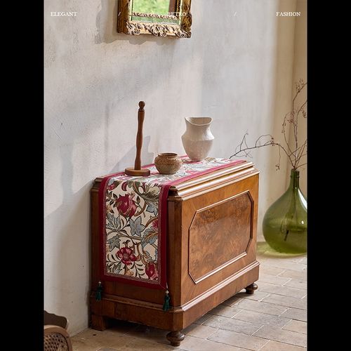 蜡笔派法式古典兴安里园桌旗高级氛围感餐桌盖布复古茶旗定制 - 图3