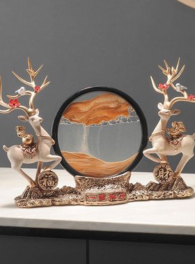 工厂货源流沙屏风鹿摆件创意家居装饰电视柜房间布置现代茶几桌面