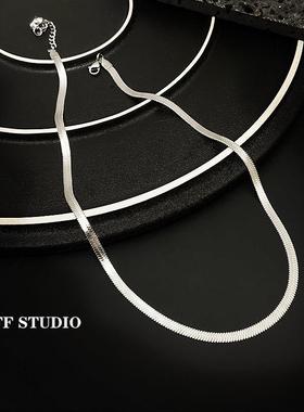 NFF禁欲刀片颈链蛇骨链女银色小众钛钢不掉色嘻哈锁骨链项链男潮