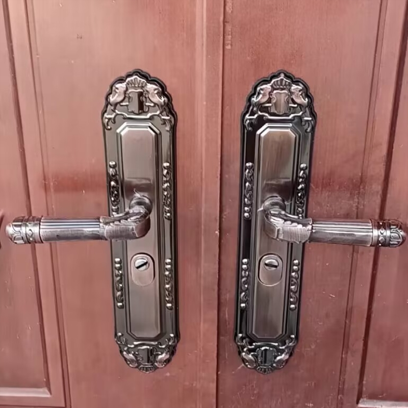 防盗门把手老式锁具红古铜大门执手内锁入户门锁加厚铝合金门拉手 - 图3