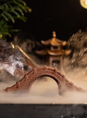 石桥陶瓷小桥花卉盆景摆件微景观假山水族鱼缸造景流水装饰品沙盘