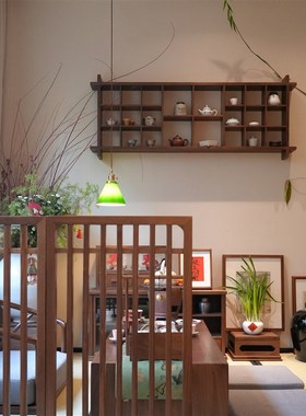 白驹格物免漆老榆木墙面置物y架茶家具禅意多宝格墙上组合瓷器方