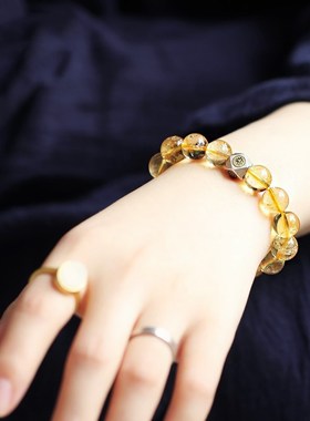 黄水晶佛珠手串老银本命佛饰品手链女款小清新