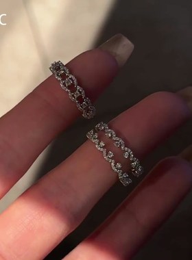 超闪仿锆石蕾丝戒指女轻奢高级感精致百搭叠戴食指戒小众设计指环