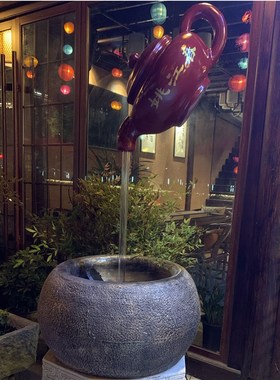 玻璃钢天壶悬空流水葫芦井口茶壶喷泉庭院悬壶摆件乔迁新居小礼品
