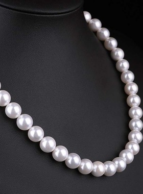 轻奢圆润光泽天然贝珠短项链女时尚百搭复古珍珠锁骨链礼服连衣裙