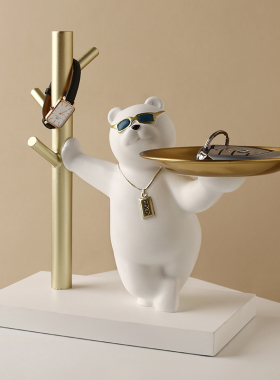 贝汉美入户玄关轻奢熊钥匙收纳摆件客厅鞋柜家居装饰乔迁新居礼品