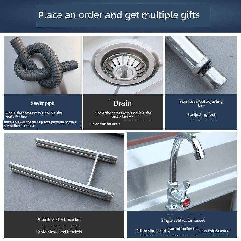 不锈钢水槽台面集成柜式洗脸盆与支架工作台洗脸盆单和双水槽家用,淘宝优惠券,粉丝福利购,淘宝优惠卷