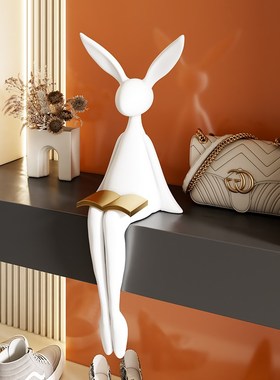 大白兔子坐姿摆件极简创s意客厅玄关展示电视柜酒柜壁龛雕塑装饰
