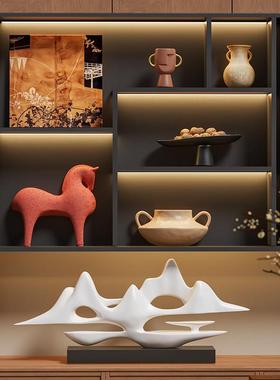 新中式侘寂风玄关柜高档摆件客厅隔间屏风柜壁龛覆古小众软装饰品