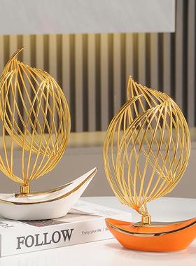 风生水起一帆风顺帆船寓意好的办公室桌面工艺品装饰摆件领导高档