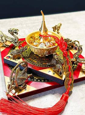 八方聚财阵聚宝盆招财金蟾貔貅龙龟麒麟玄关门店公司桌面汽车摆件
