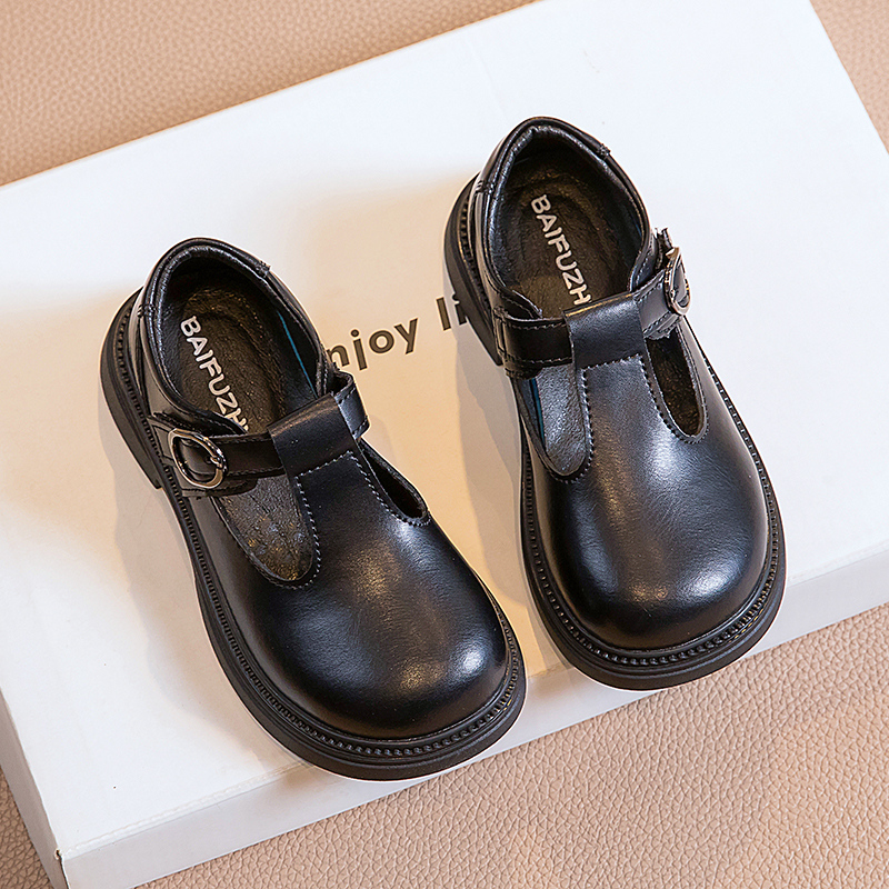 女童黑色皮鞋真皮英伦新款春秋儿童软底白色小Q学生女孩公主表演 - 图2