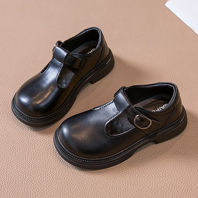女童黑色皮鞋真皮英伦新款春秋儿童软底白色小Q学生女孩公主表演 - 图3