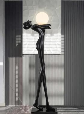客厅玄关大堂装饰创意艺术人物形雕塑像大型自强者落地灯摆件网红