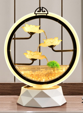 新中式流水摆件水循环招财办公室桌面H装饰品店铺开业乔迁新居礼