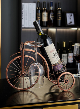 铁艺红酒架摆件轻奢高档客厅酒柜装E饰品家居玄关餐边桌电视柜摆